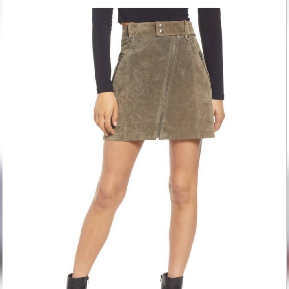 BLANKNYC Leather Asymmetrical Zip Mini Skirt Size 31 NWOT